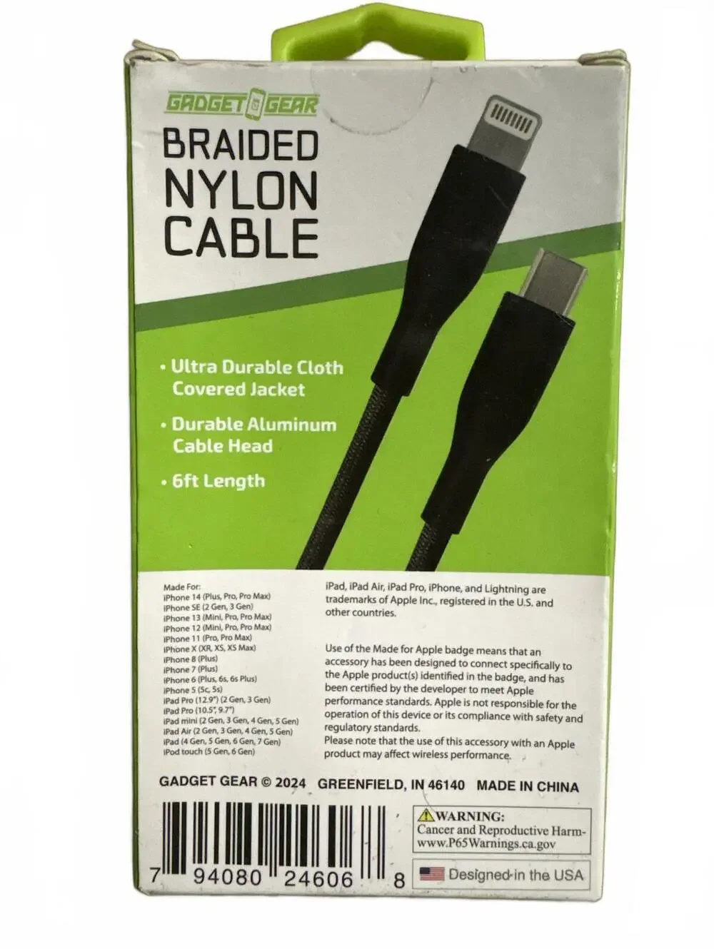 Gadget Gear 6ft USB-C to iPhone Braided Charging Cable - Blue